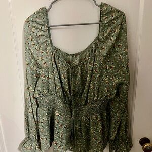 Floral Green Women's Top
